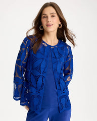 Chico's Online Rich Cobalt Travelers™ Collection Macramé Lace Jacket