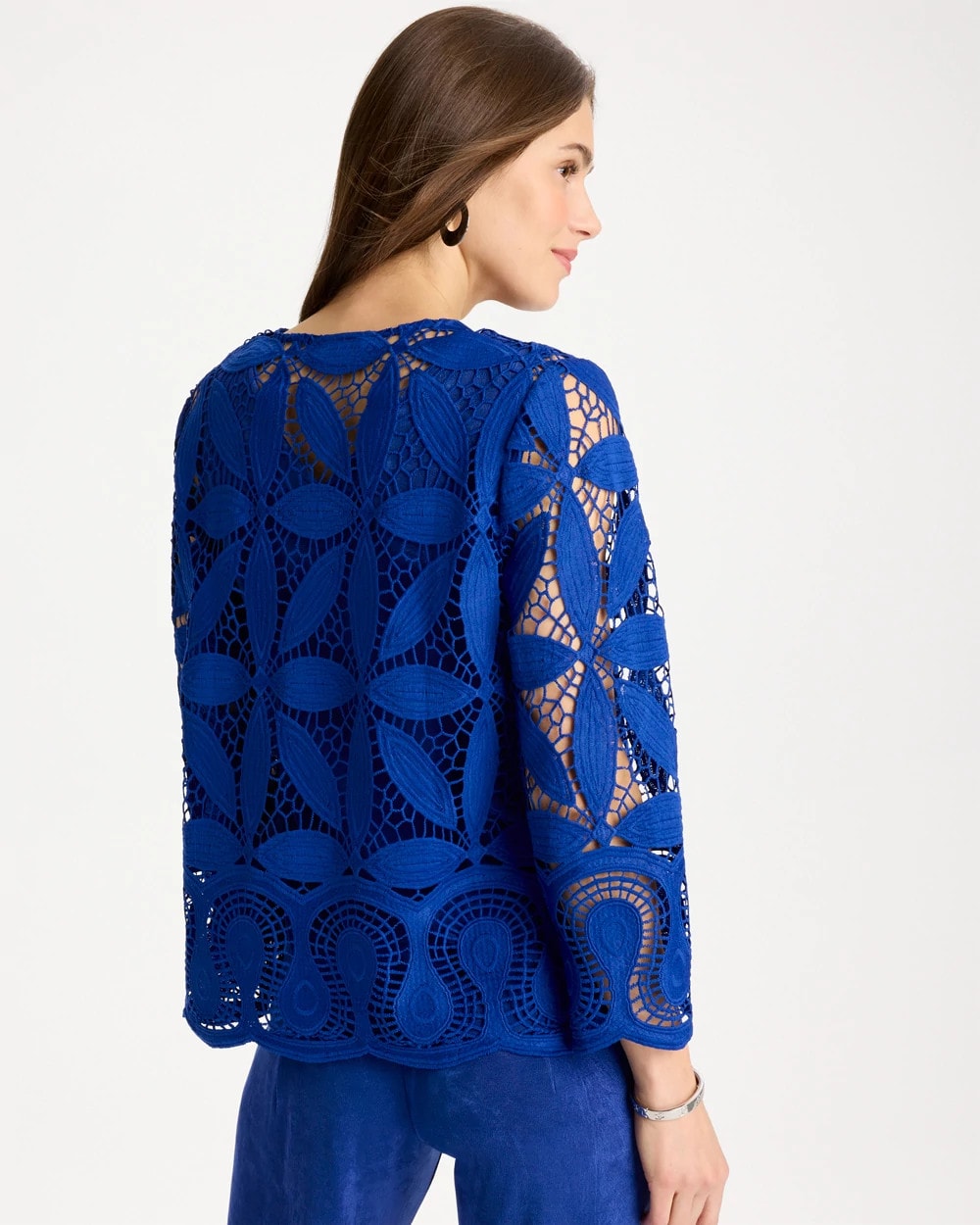 Chico's Online Rich Cobalt Travelers™ Collection Macramé Lace Jacket