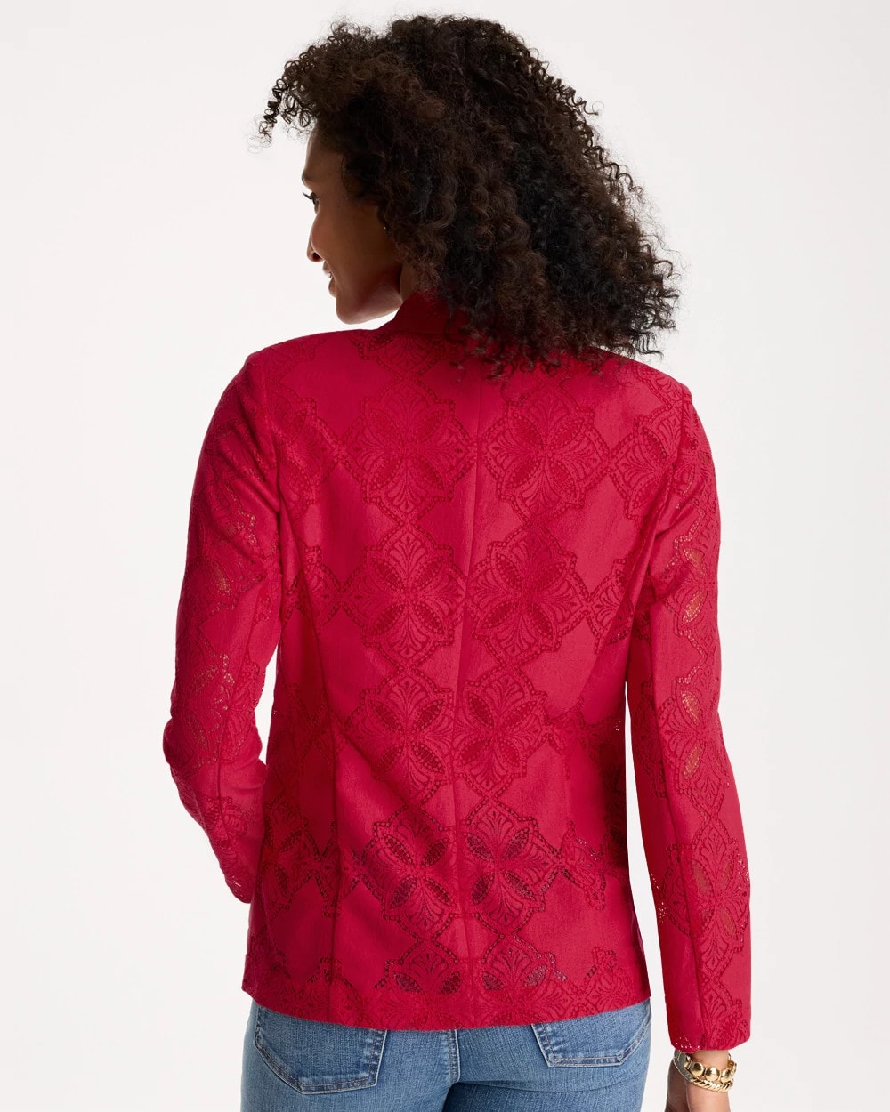 Chico's Sale Cherry Lush Lace Cutwork Blazer