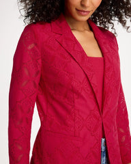 Chico's Sale Cherry Lush Lace Cutwork Blazer