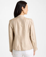 Chico's On Sale Khaki Sheen Stand Collar Jacket