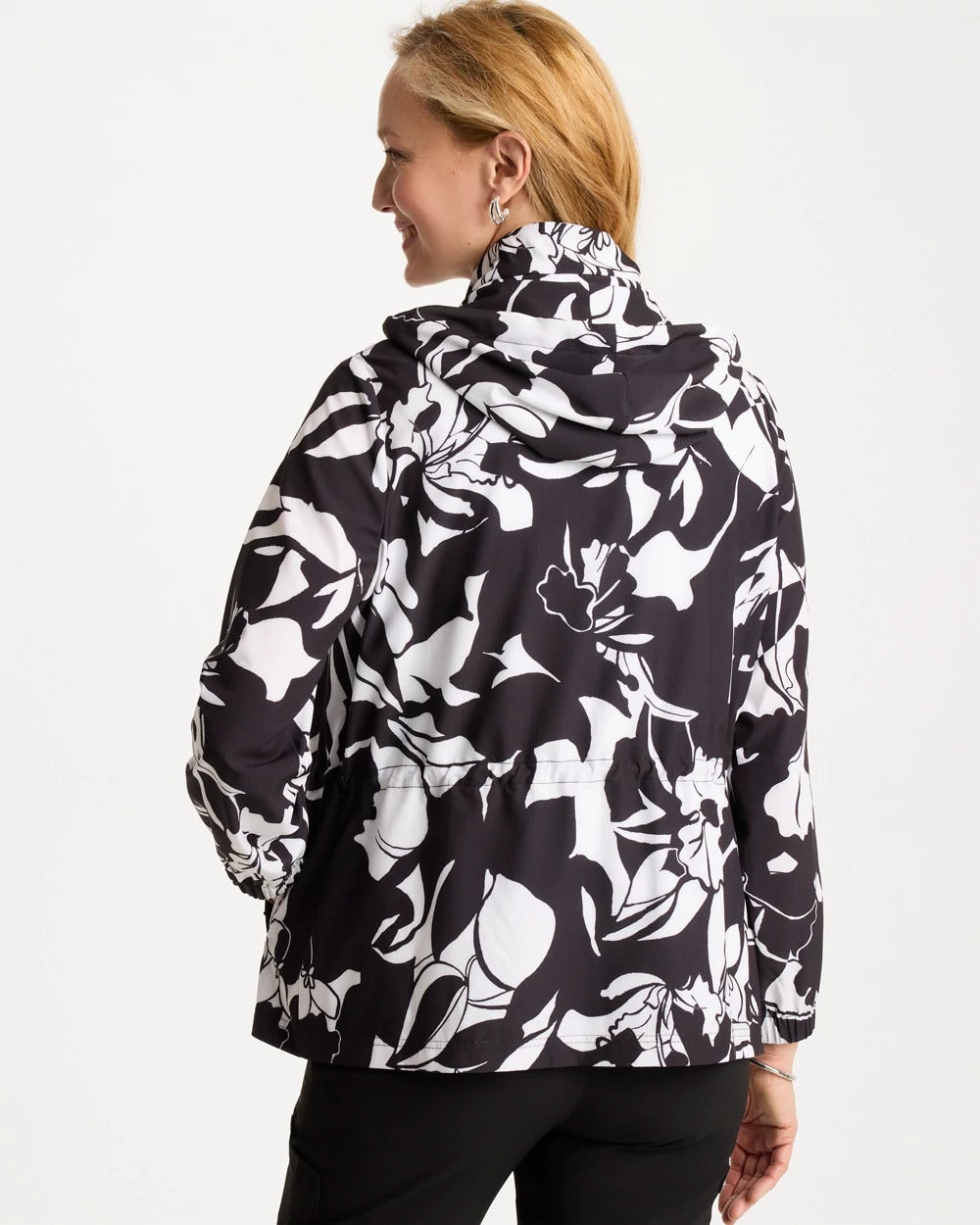 Chico's Online Black Zenergy® Ripstop Floral Nights Anorak Jacket