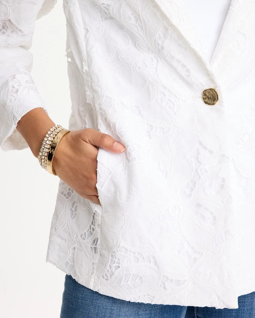 Chico's Outlet Alabaster Classic Lace Blazer