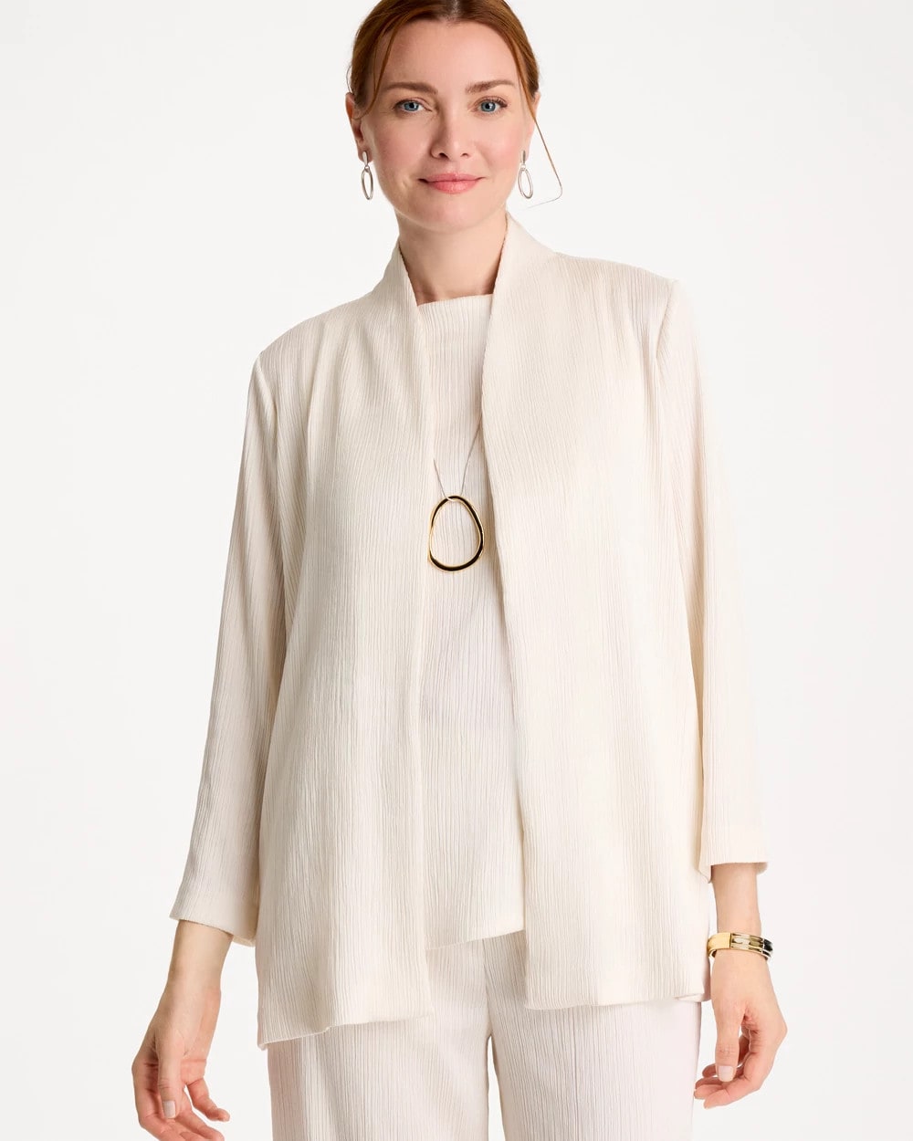 Chico's Discount Sea Salt Travelers™ Crinkle Textured Cardigan