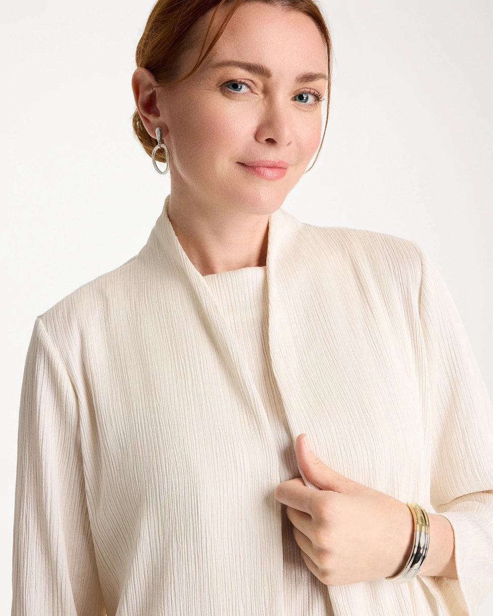 Chico's Discount Sea Salt Travelers™ Crinkle Textured Cardigan