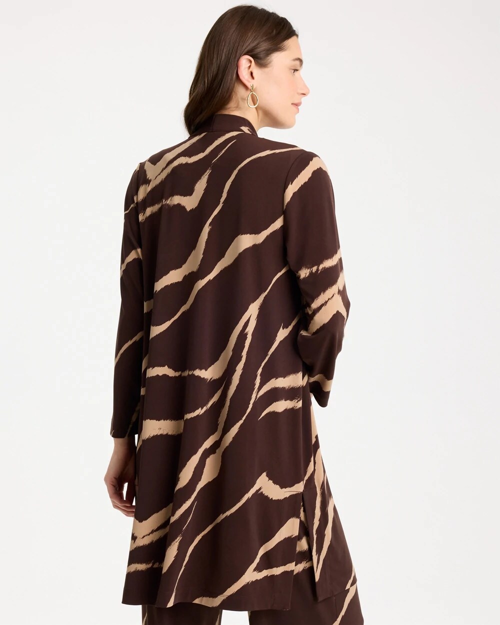 Chico's Sale Cocoa Bean Travelers™ Knit Animal Print Duster Cardigan
