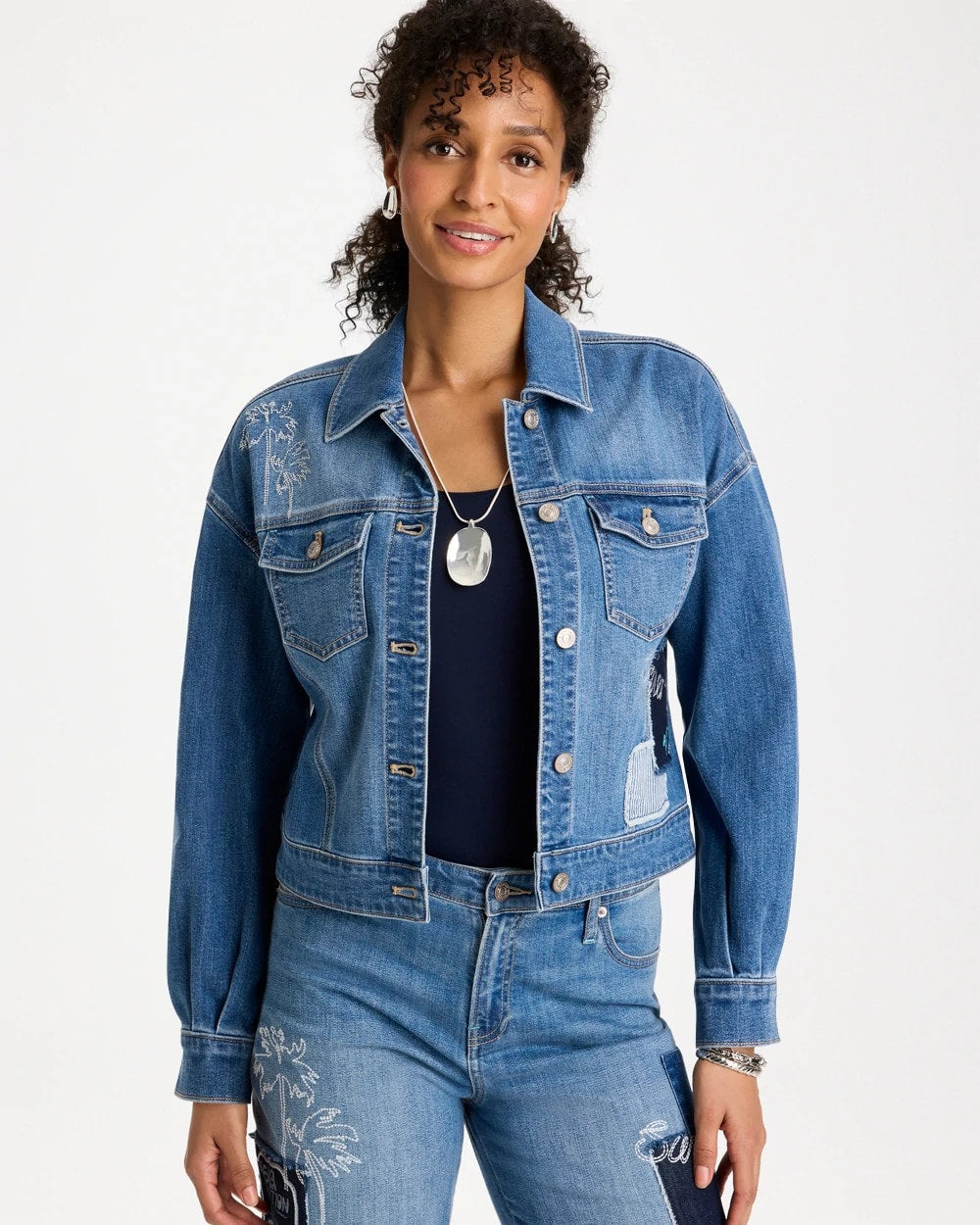 Chico's For Sale Underwater Indigo Denim Parrot Pocket Jacket