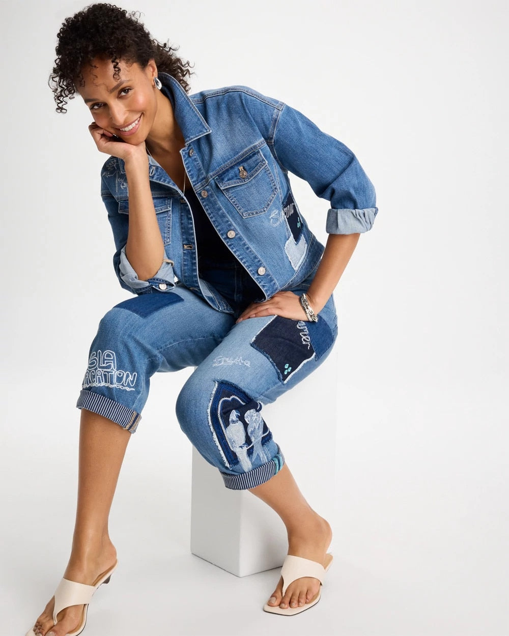 Chico's For Sale Underwater Indigo Denim Parrot Pocket Jacket
