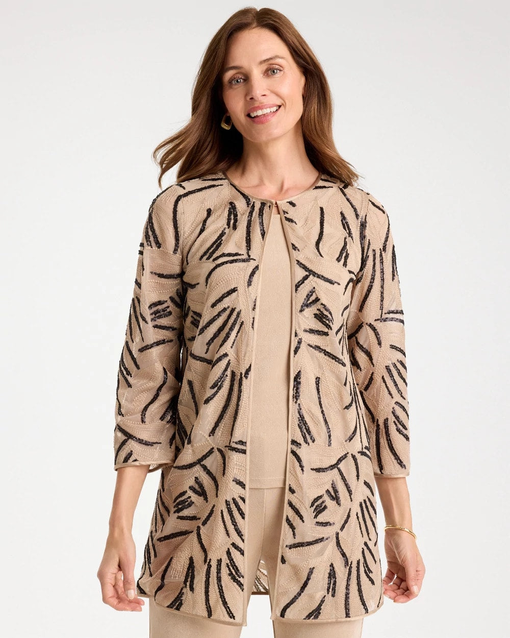 Chico's On Sale New Sonora Sand Travelers™ Collection Embroidered Sequins Jacket