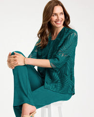 Chico's For Sale Jade Glow Travelers™ Collection Palm Frond Sheer Jacket