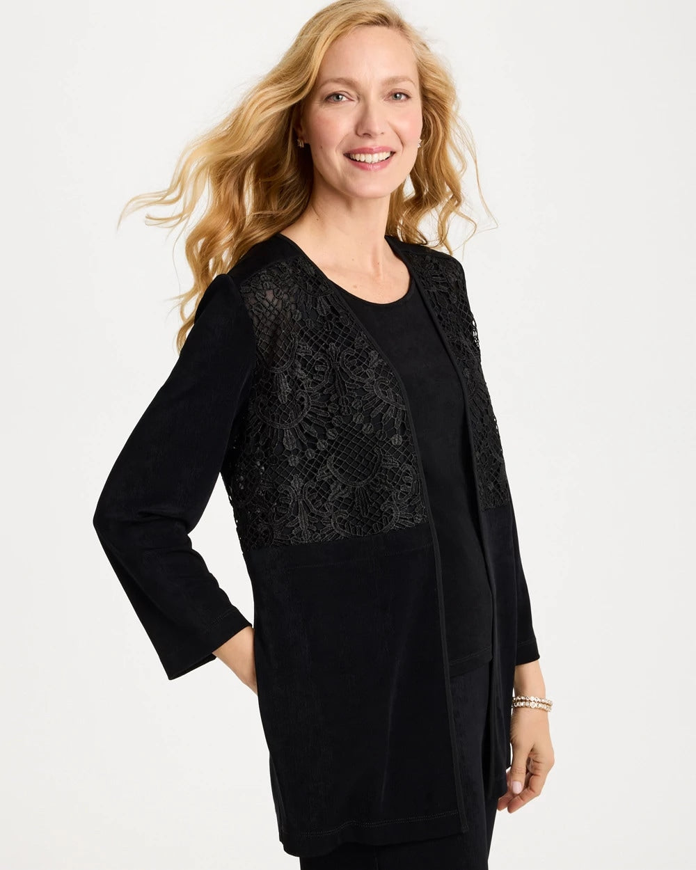 Chico's Discount Travelers Black Travelers™ Collection Lace Jacket
