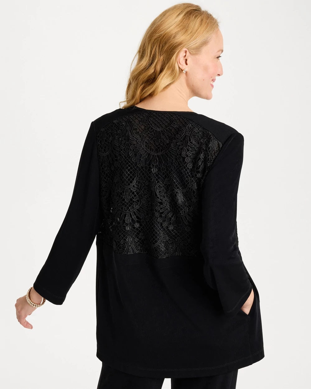 Chico's Discount Travelers Black Travelers™ Collection Lace Jacket