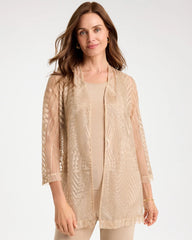 Chico's Sale New Sonora Sand Travelers™ Sheer Embroidered Cardigan