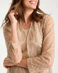 Chico's Sale New Sonora Sand Travelers™ Sheer Embroidered Cardigan