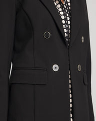 Chico's Outlet Black Ponte Double-Breasted Knit Blazer