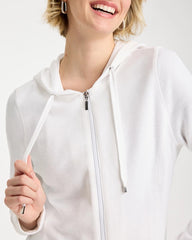 Chico's On Sale Alabaster Zenergy® Beach Slub Zip-Front Hoodie