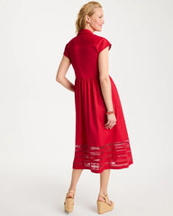 Chico's For Sale Cherry Lush Lace Trim Midi Shirtdress