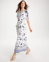 Chico's Online Passport Blue Slub Flutter-Sleeve Vacation Dress