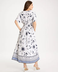 Chico's Online Passport Blue Slub Flutter-Sleeve Vacation Dress