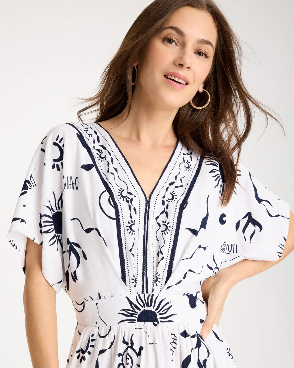 Chico's Online Passport Blue Slub Flutter-Sleeve Vacation Dress