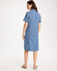 Chico's Discount Palm Isle Indigo Soft-Stretch Hemp Denim Shirtdress