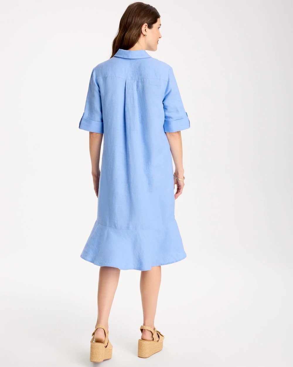 Chico's Sale Blue Veil Linen Flounce Dress