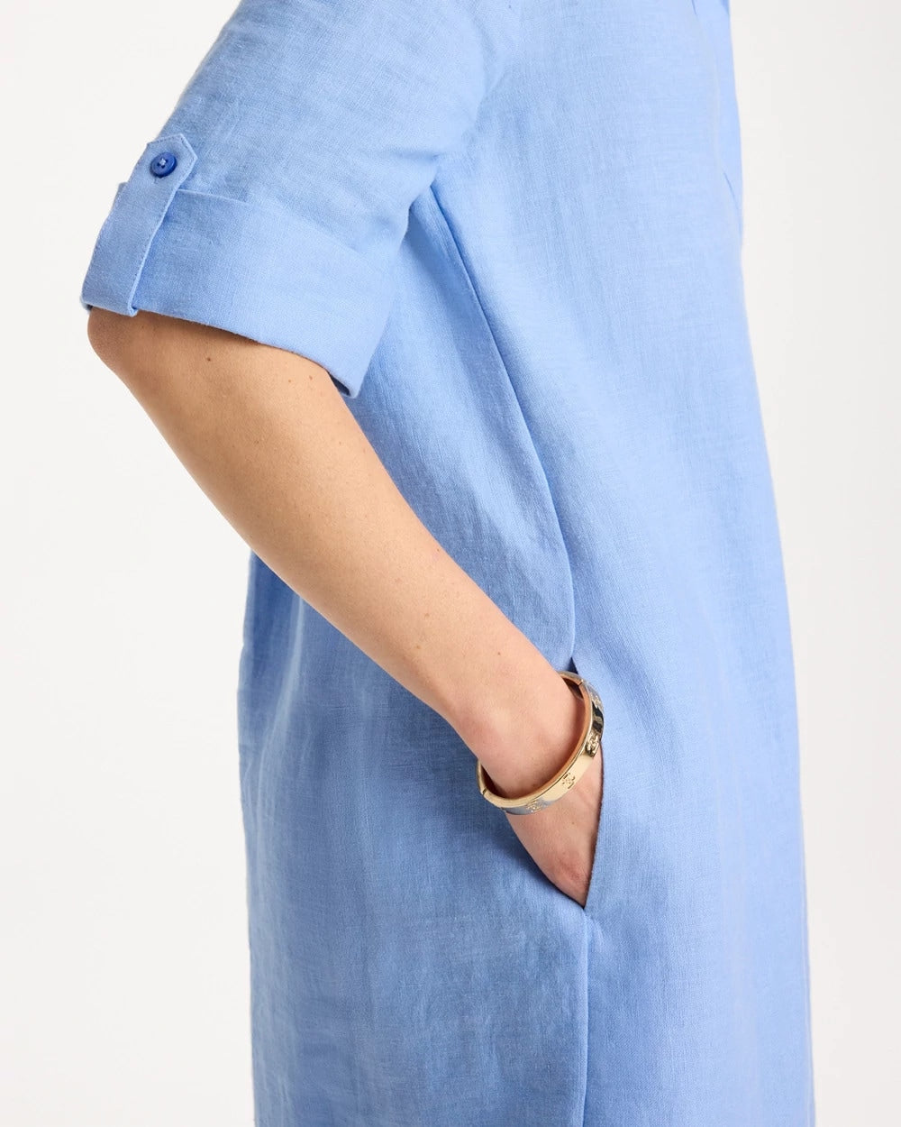 Chico's Sale Blue Veil Linen Flounce Dress