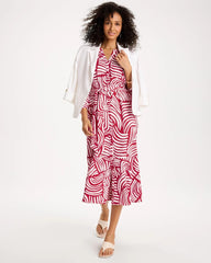 Chico's On Sale Cherry Lush Printed Midi Shirt Dress