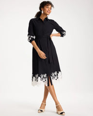 Chico's For Sale Black Cotton Lace Trim Shirtdress