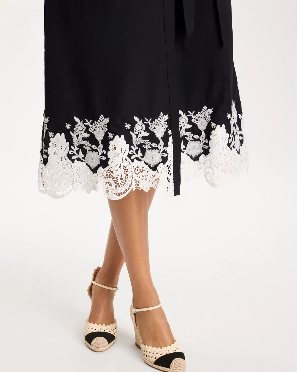 Chico's For Sale Black Cotton Lace Trim Shirtdress