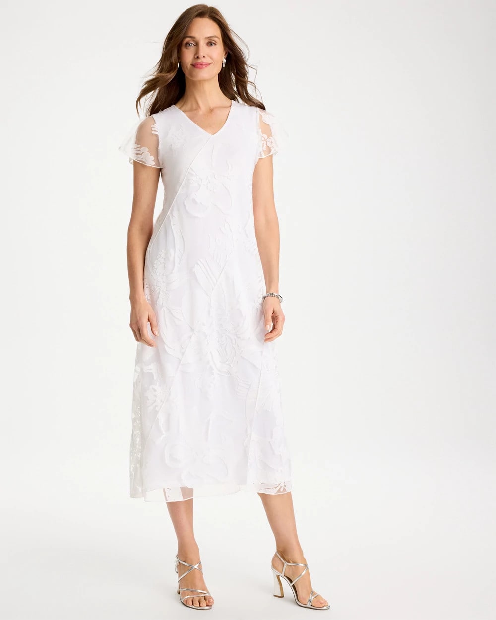 Chico's Online Alabaster Knit Burnout Floral Dress