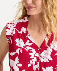 Chico's Outlet Cherry Lush Smocked Floral Maxi Dress