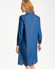 Chico's Sale Indigo Denim Embroidered Dress