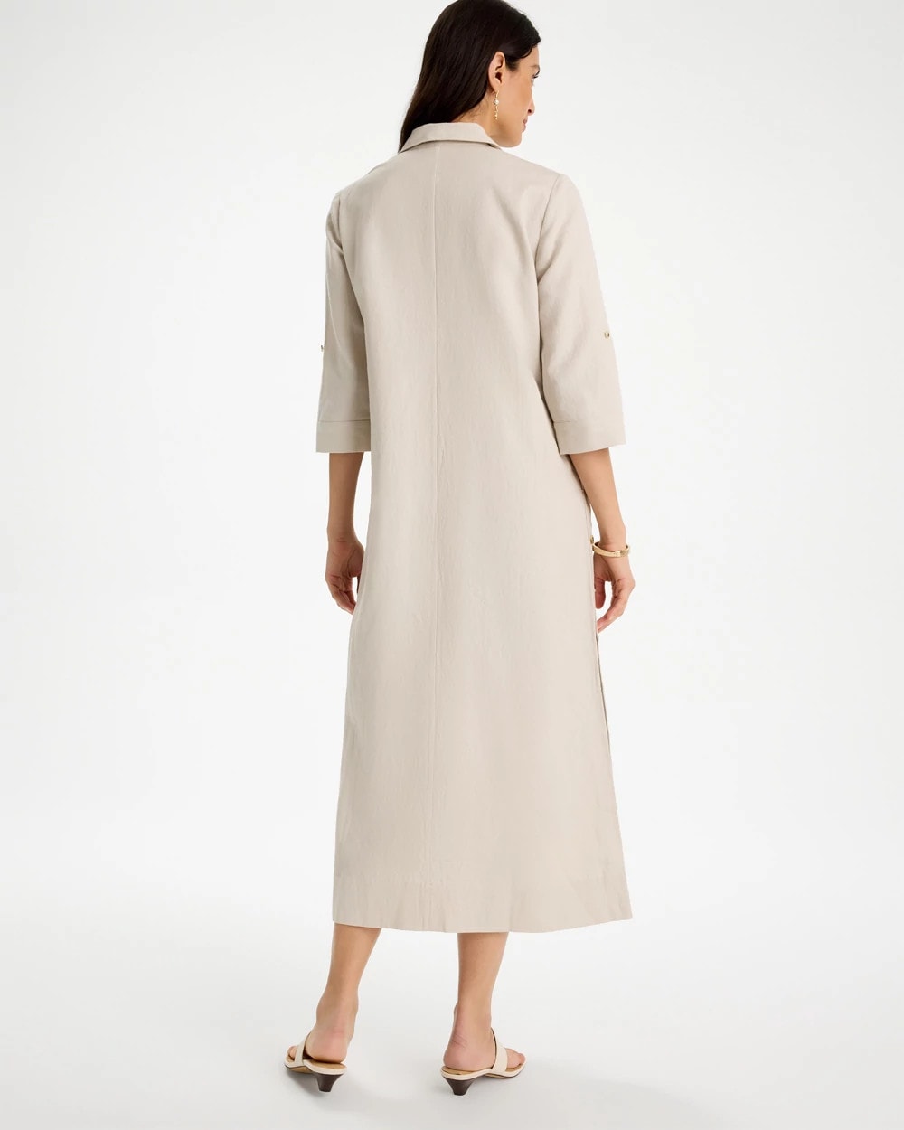 Chico's Outlet River Rock Embellished Linen Dress
