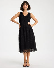 Chico's On Sale Black Embroidered Lace Sleeveless Dress