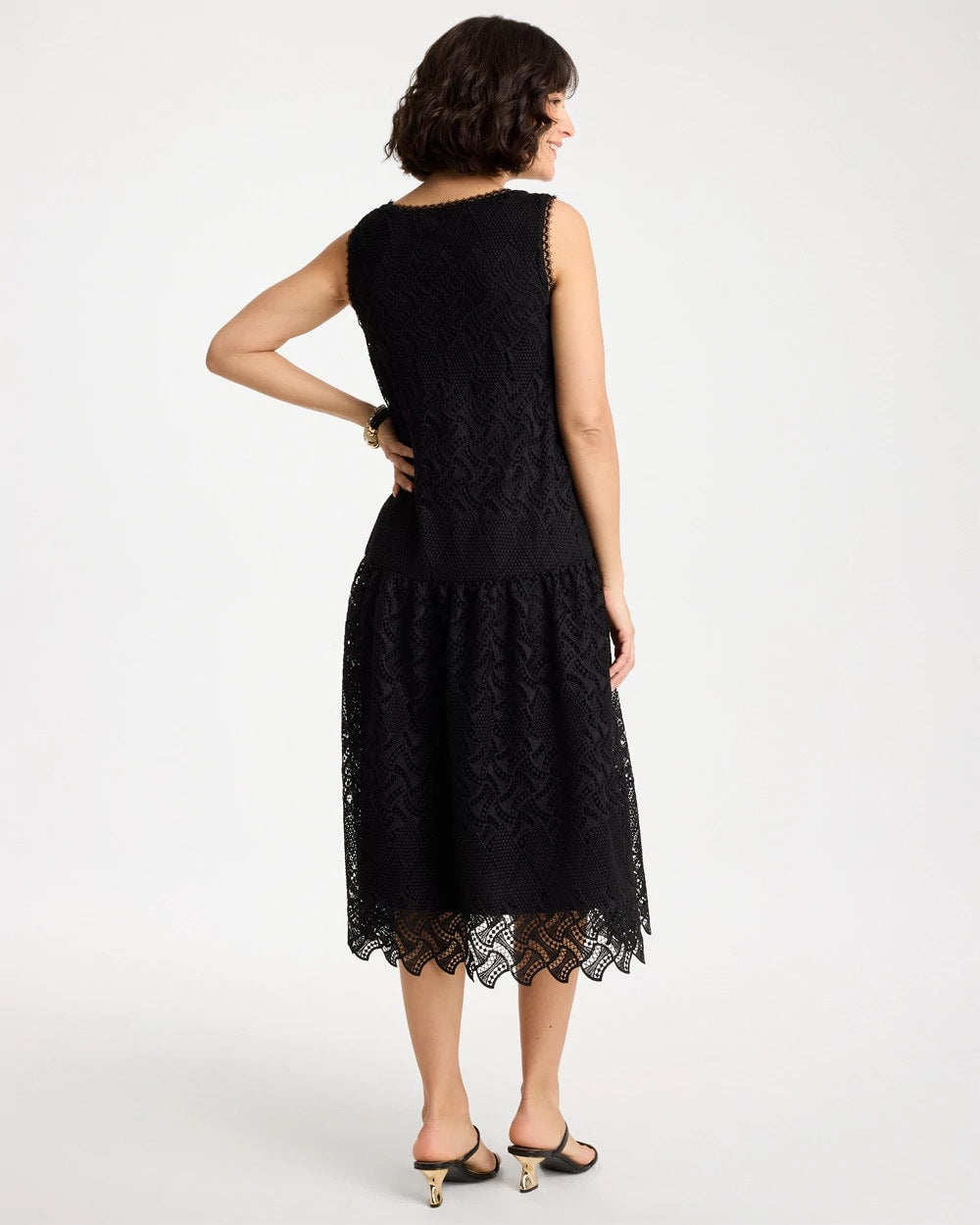 Chico's On Sale Black Embroidered Lace Sleeveless Dress