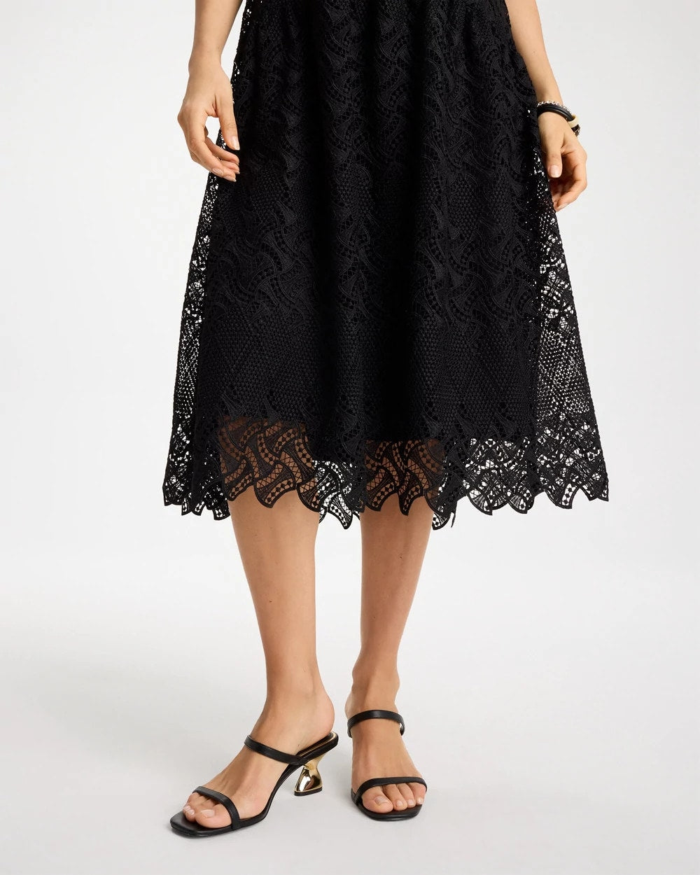 Chico's On Sale Black Embroidered Lace Sleeveless Dress
