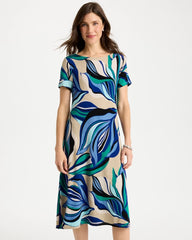 Chico's Sale Rich Cobalt Travelers™ Marble Flora Swing Dress