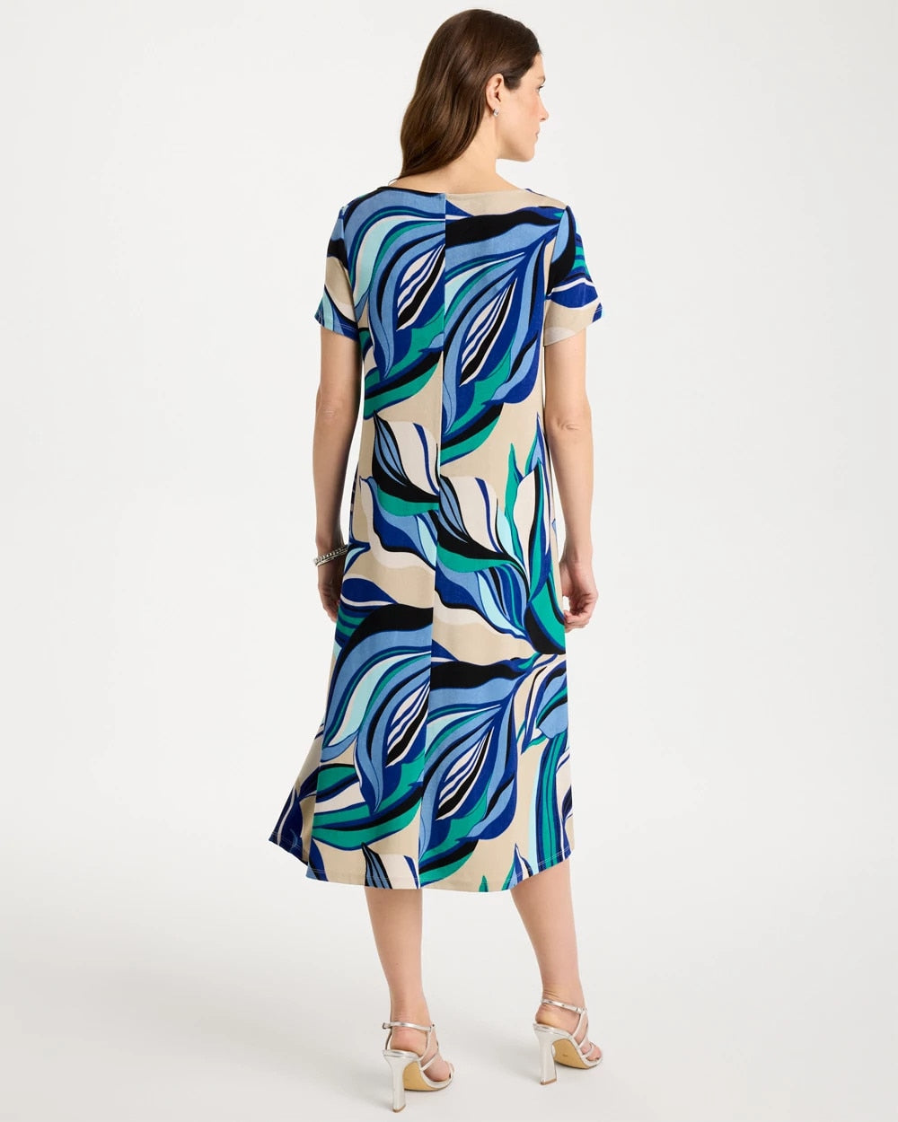 Chico's Sale Rich Cobalt Travelers™ Marble Flora Swing Dress
