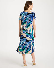 Chico's Sale Rich Cobalt Travelers™ Marble Flora Swing Dress