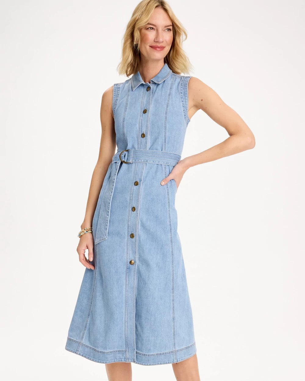 Chico's Outlet Medium Indigo Wash Sleeveless Denim Dress