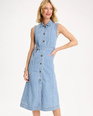 Chico's Outlet Medium Indigo Wash Sleeveless Denim Dress