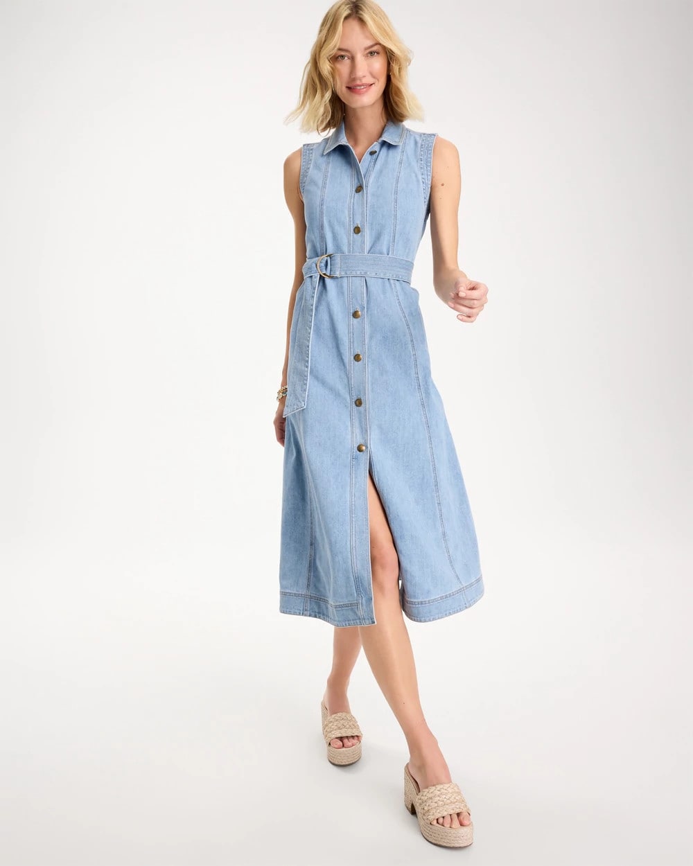Chico's Outlet Medium Indigo Wash Sleeveless Denim Dress