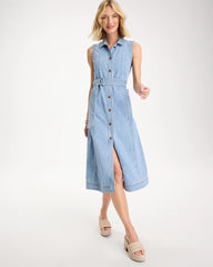 Chico's Outlet Medium Indigo Wash Sleeveless Denim Dress