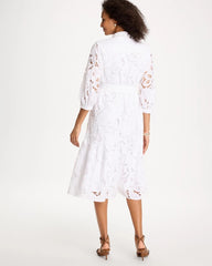 Chico's For Sale Alabaster Lace Cutout Belted Shirtdress