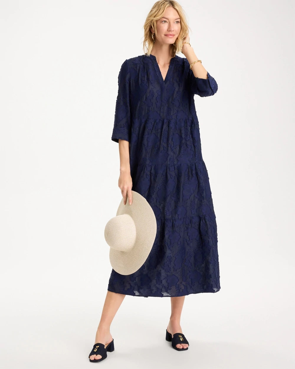 Chico's Online Passport Blue Tiered Lace Dress