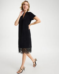 Chico's Outlet Travelers Black Travelers™ Lace Hem V-Neck Dress
