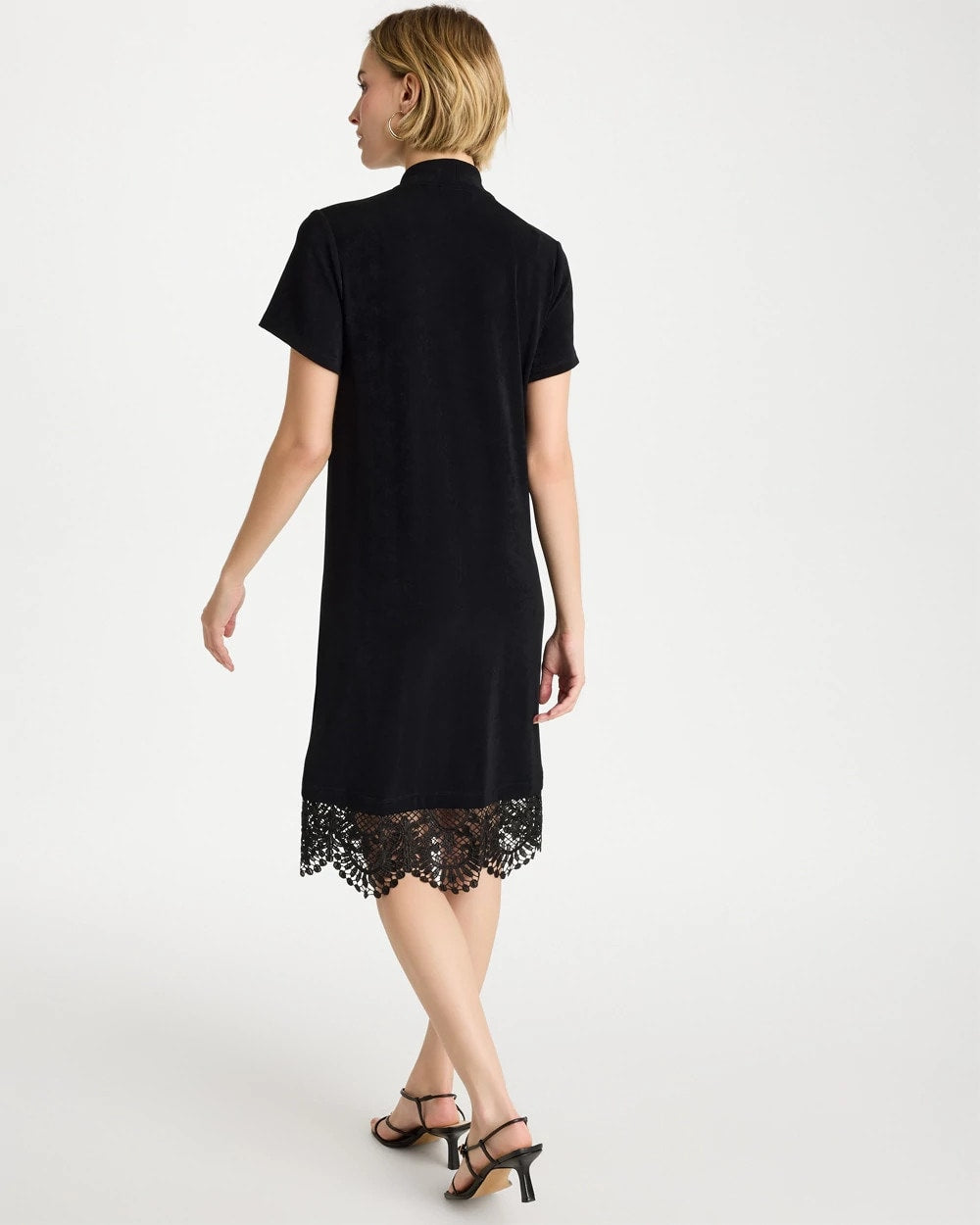 Chico's Outlet Travelers Black Travelers™ Lace Hem V-Neck Dress