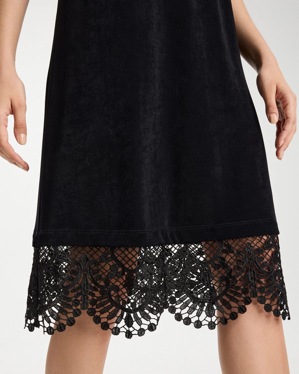 Chico's Outlet Travelers Black Travelers™ Lace Hem V-Neck Dress