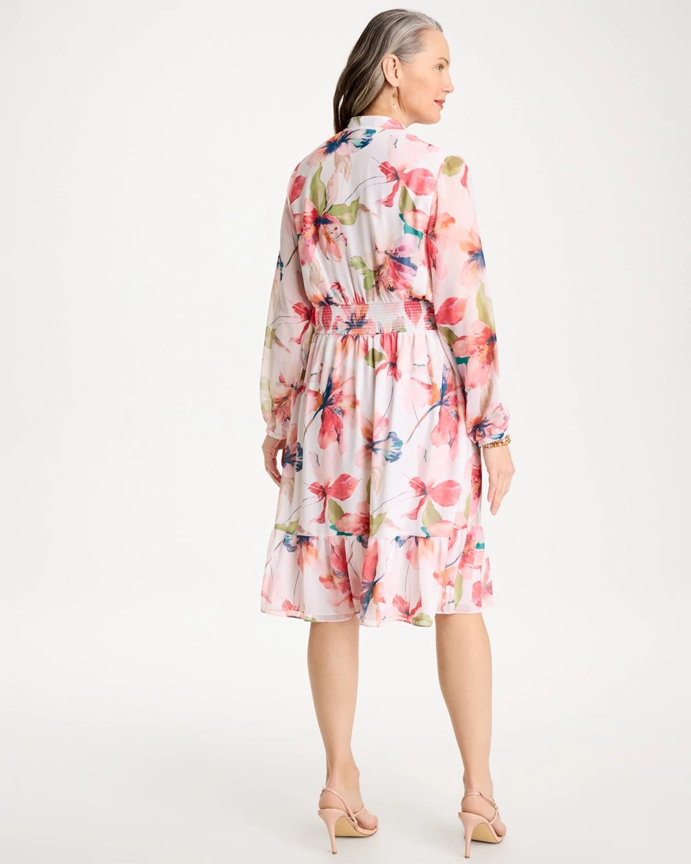Chico's On Sale Calypso Coral Georgette Trapunto Pullover Dress